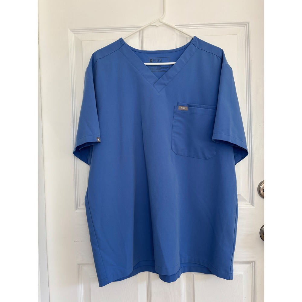 FIGS Leon Scrub Top Mens XL Blue Technical Collection V-Neck Pocket FM1500